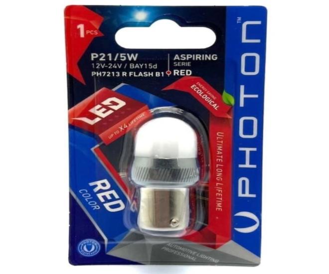 P21/5W 12-24V KIRMIZI FLASH (TEKLİ BLISTER)